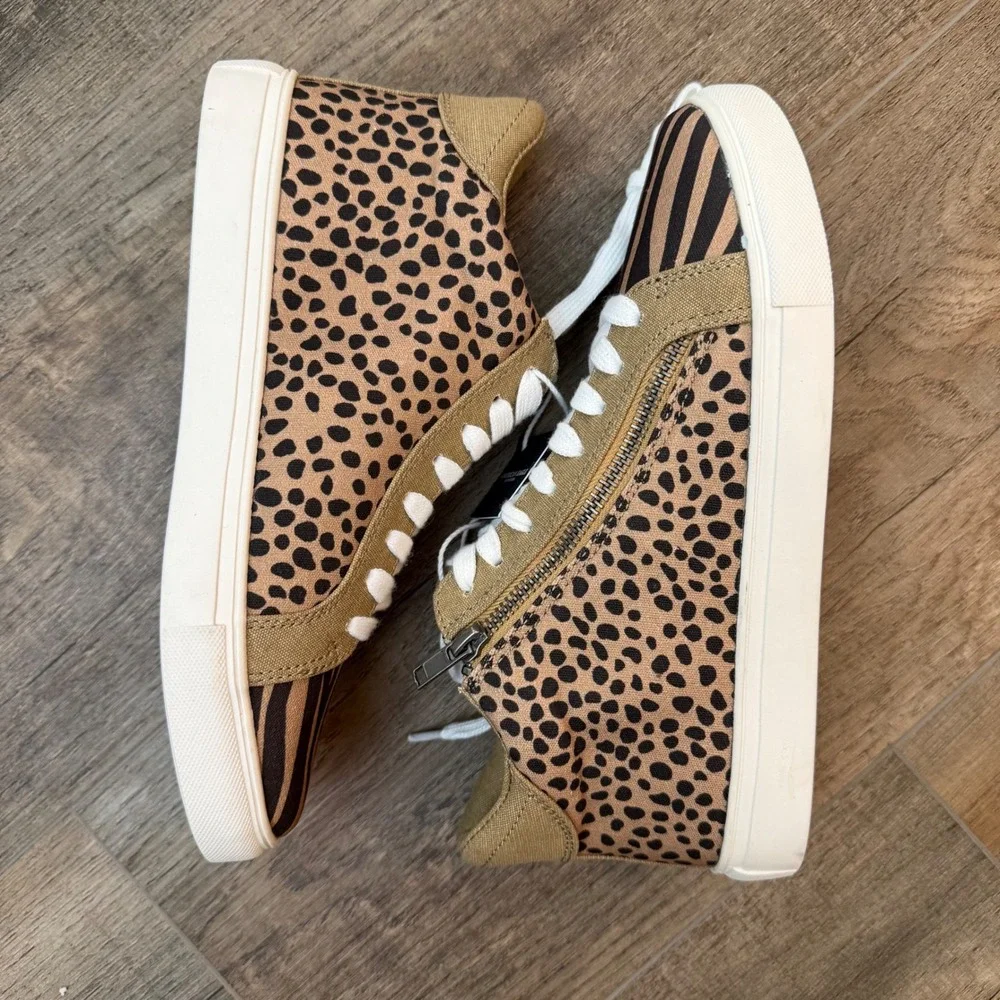 NEW Faryl by Farylrobin AE Animal Leopard Zebra High Top Sneakers Women 7 Street